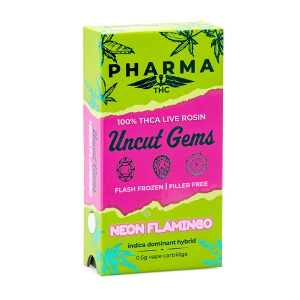 PharmaTHC Uncut Gems THCa Live Rosin Vape Cartridge – Neon Flamingo (.5 gram) - Image 2